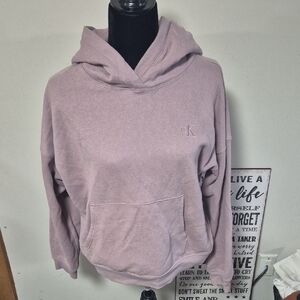 CALVIN KLEIN Plum Coloured Cropped Hoody Ladies Medium